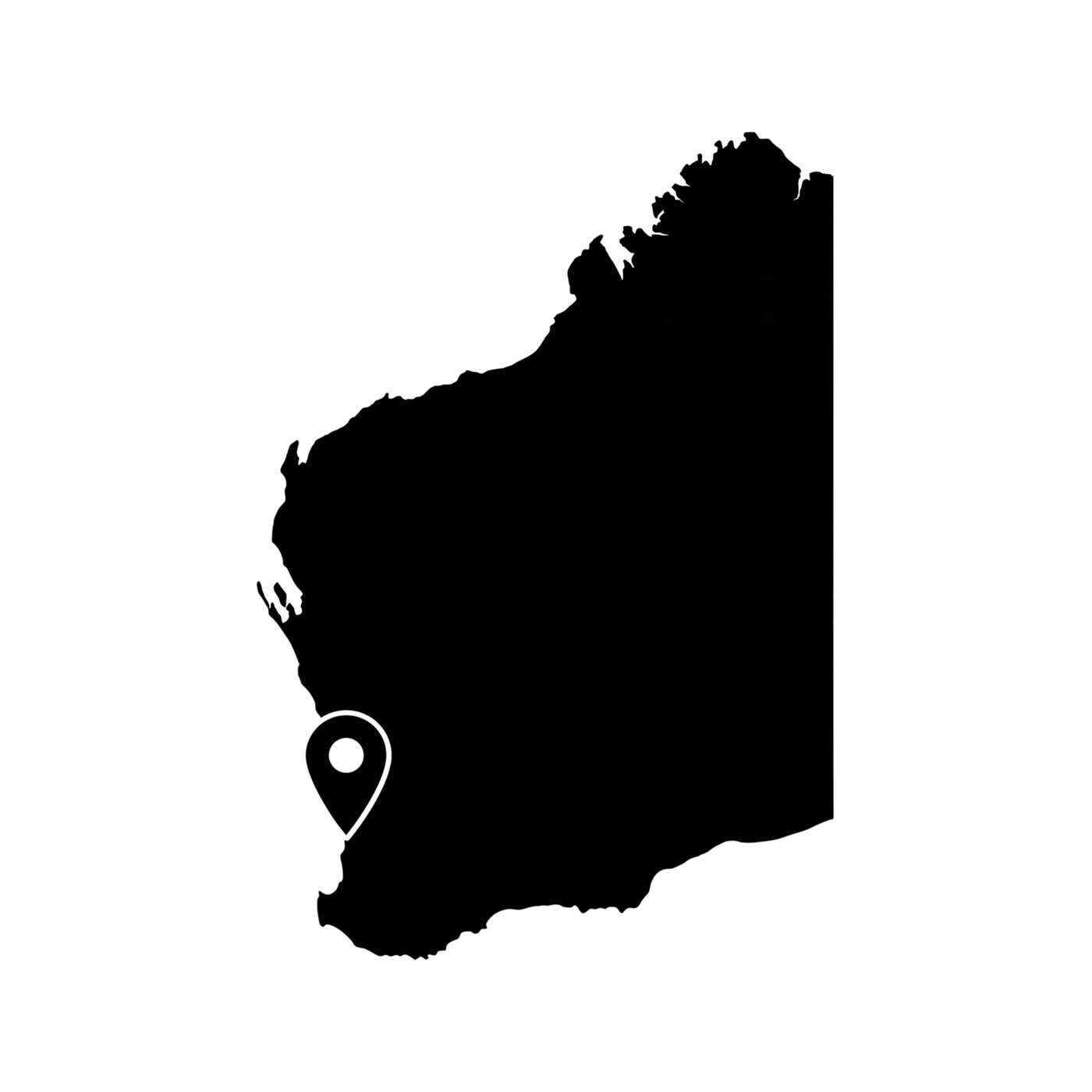 Map of Western Australia with a location pin on Perth, marking corporate gift box delivery across the Perth metro area by No Matter What Gift Box